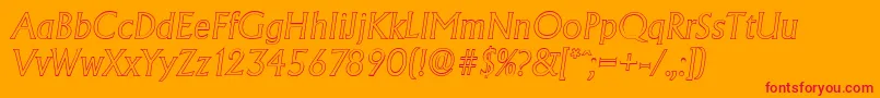 フォントAdelonoutlineLightItalic – オレンジの背景に赤い文字