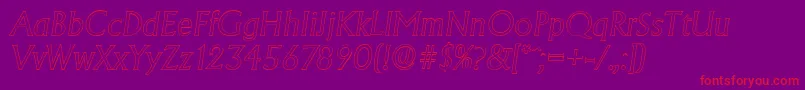 AdelonoutlineLightItalic Font – Red Fonts on Purple Background