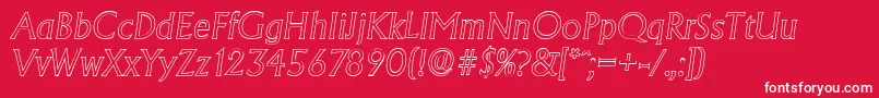 AdelonoutlineLightItalic Font – White Fonts on Red Background