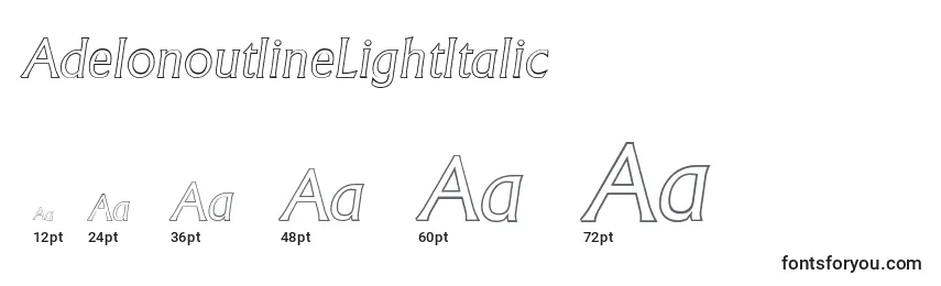 Размеры шрифта AdelonoutlineLightItalic