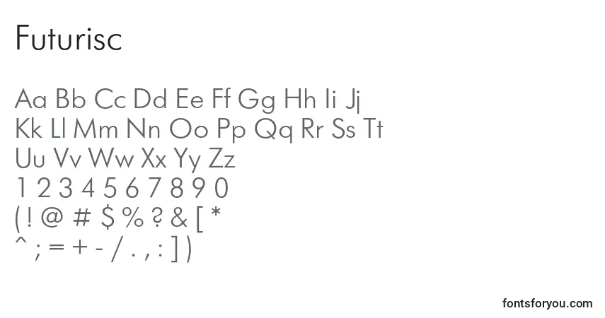Futurisc-fontti – aakkoset, numerot, erikoismerkit