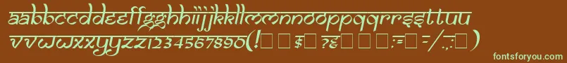 フォントSamaro – 緑色の文字が茶色の背景にあります。