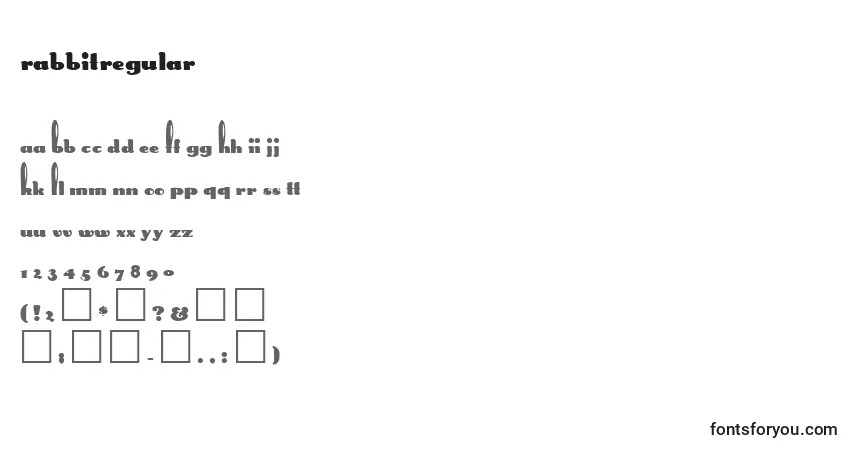 Schriftart RabbitRegular – Alphabet, Zahlen, spezielle Symbole