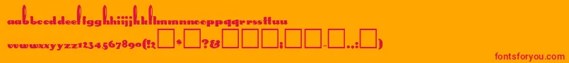 RabbitRegular-Schriftart – Rote Schriften auf orangefarbenem Hintergrund