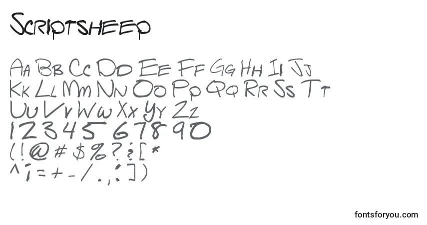 Fuente Scriptsheep - alfabeto, números, caracteres especiales