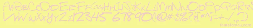 フォントScriptsheep – ピンクのフォント、黄色の背景