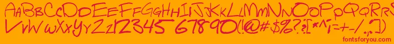 Scriptsheep-Schriftart – Rote Schriften auf orangefarbenem Hintergrund