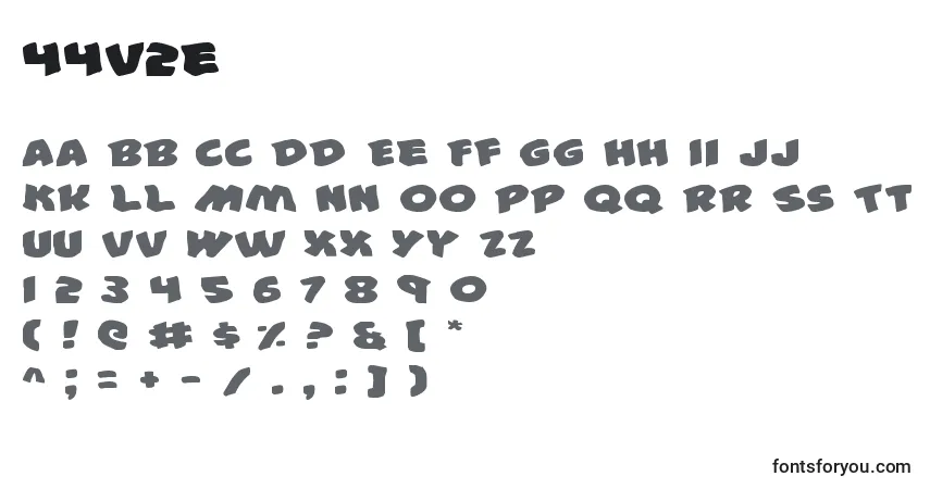 A fonte 44v2e – alfabeto, números, caracteres especiais