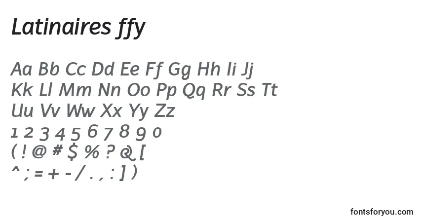 Czcionka Latinaires ffy – alfabet, cyfry, specjalne znaki