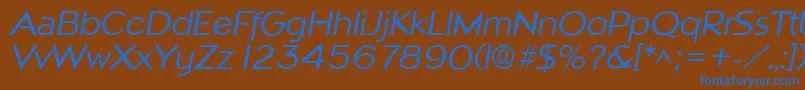 Czcionka NapoliItalic – niebieskie czcionki na brązowym tle