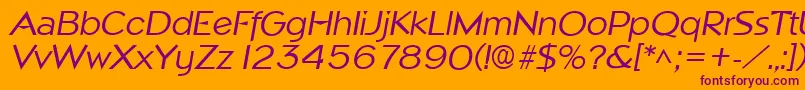 NapoliItalic-Schriftart – Violette Schriften auf orangefarbenem Hintergrund