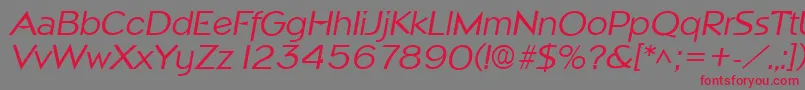 フォントNapoliItalic – 赤い文字の灰色の背景