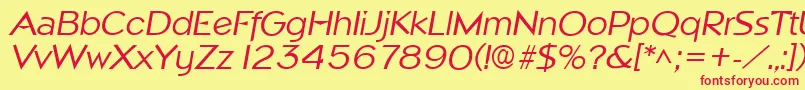 フォントNapoliItalic – 赤い文字の黄色い背景