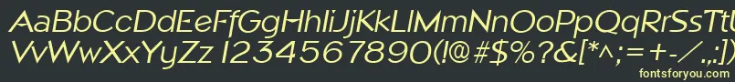 フォントNapoliItalic – 黒い背景に黄色の文字