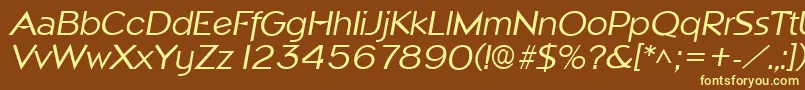 NapoliItalic-fontti – keltaiset fontit ruskealla taustalla