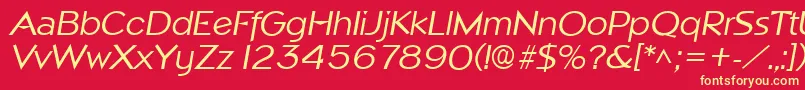 Fonte NapoliItalic – fontes amarelas em um fundo vermelho