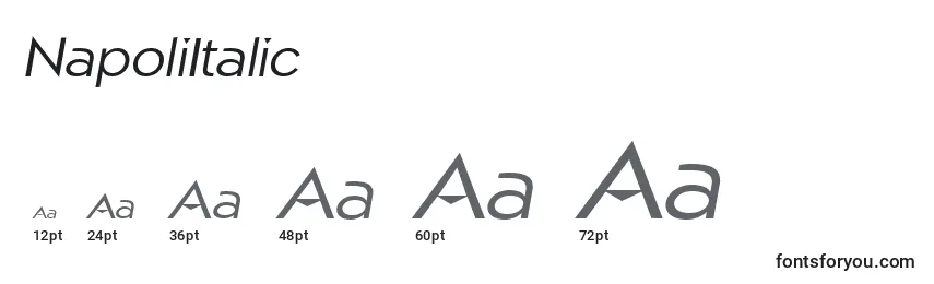 Размеры шрифта NapoliItalic