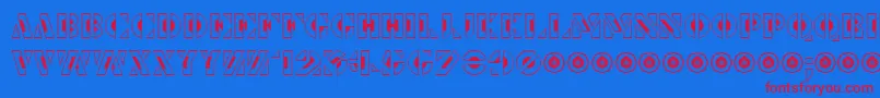 LePochoirCreux-Schriftart – Rote Schriften auf blauem Hintergrund