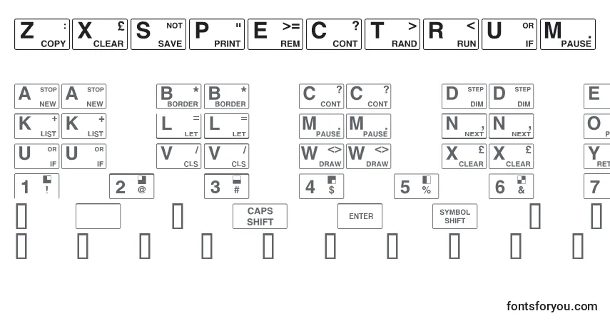 Fuente Zxspectrum - alfabeto, números, caracteres especiales