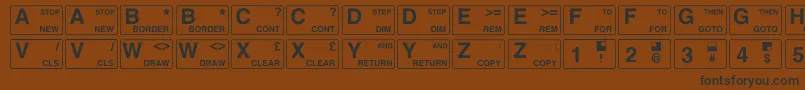 Подробнее о шрифте Zxspectrum Шрифт Zxspectrum – чёрные шрифты на коричневом фоне