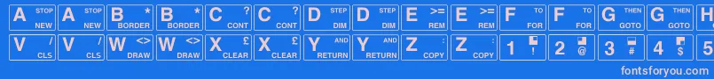 Zxspectrum-fontti – vaaleanpunaiset fontit sinisellä taustalla