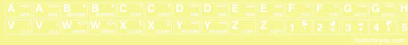 Weitere Informationen zur Zxspectrum-Schriftart Zxspectrum-Schriftart – Weiße Schriften auf gelbem Hintergrund