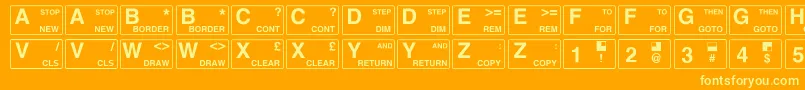 Zxspectrum-fontti – keltaiset fontit oranssilla taustalla