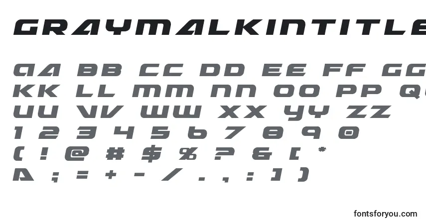 Schriftart Graymalkintitle – Alphabet, Zahlen, spezielle Symbole