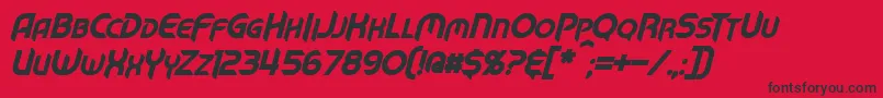 MechTechBoldItalic Font – Black Fonts on Red Background