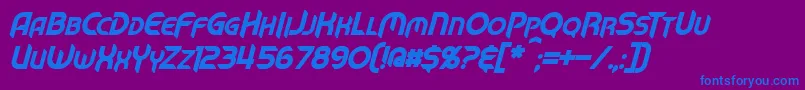 MechTechBoldItalic Font – Blue Fonts on Purple Background