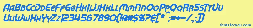 MechTechBoldItalic Font – Blue Fonts on Yellow Background
