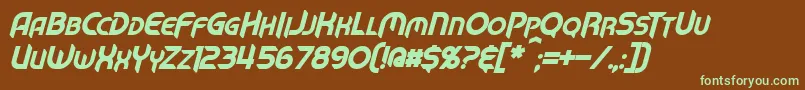 MechTechBoldItalic Font – Green Fonts on Brown Background