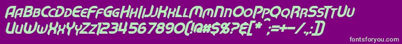 MechTechBoldItalic-fontti – vihreät fontit violetilla taustalla