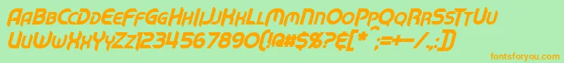 MechTechBoldItalic Font – Orange Fonts on Green Background