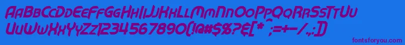 MechTechBoldItalic Font – Purple Fonts on Blue Background