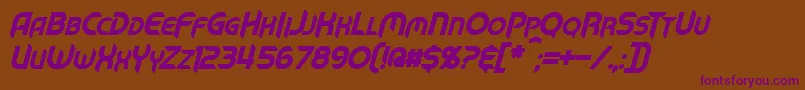 MechTechBoldItalic Font – Purple Fonts on Brown Background