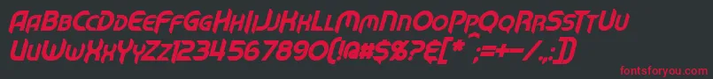 MechTechBoldItalic Font – Red Fonts on Black Background