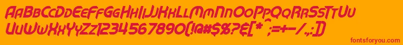 MechTechBoldItalic Font – Red Fonts on Orange Background