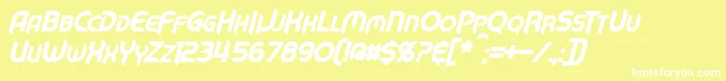 MechTechBoldItalic Font – White Fonts on Yellow Background