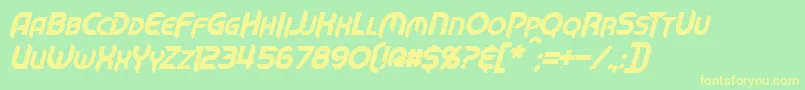 MechTechBoldItalic Font – Yellow Fonts on Green Background