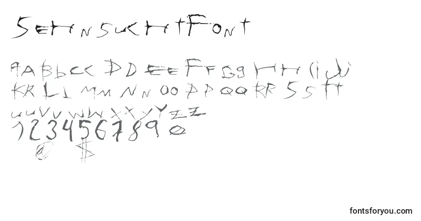 Czcionka SehnsuchtFont – alfabet, cyfry, specjalne znaki