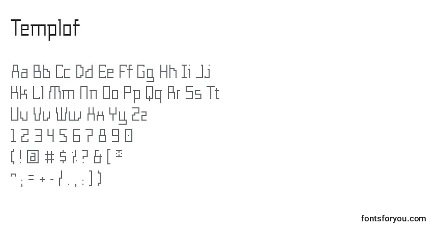 A fonte Templof – alfabeto, números, caracteres especiais