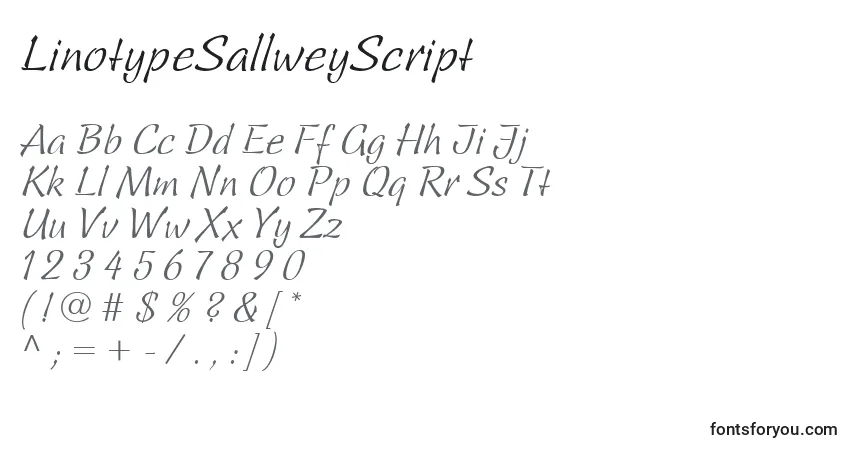 A fonte LinotypeSallweyScript – alfabeto, números, caracteres especiais