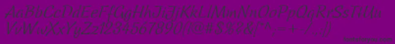 LinotypeSallweyScript Font – Black Fonts on Purple Background