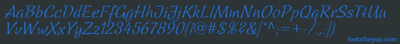 Шрифт LinotypeSallweyScript – синие шрифты на чёрном фоне