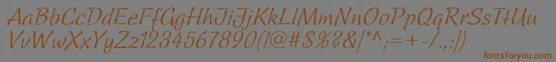 LinotypeSallweyScript Font – Brown Fonts on Gray Background