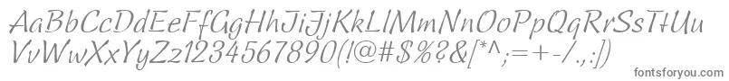 LinotypeSallweyScript-fontti – harmaat kirjasimet valkoisella taustalla