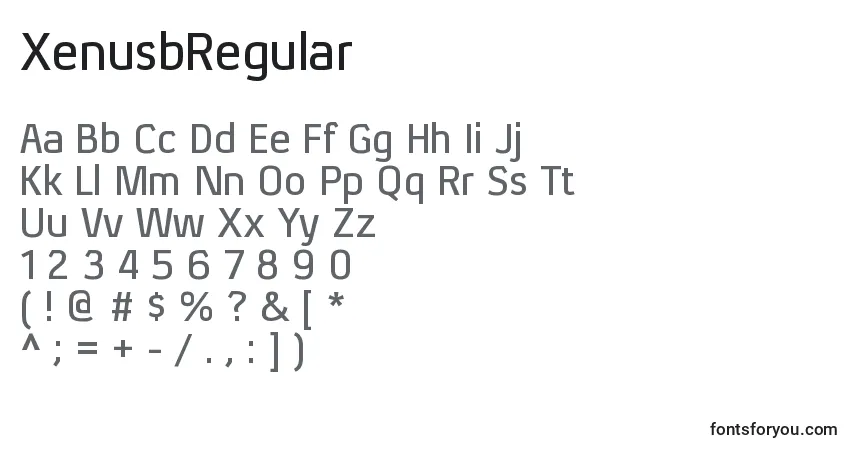 Schriftart XenusbRegular – Alphabet, Zahlen, spezielle Symbole