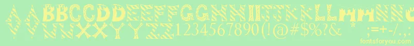 DropOfFun-Schriftart – Gelbe Schriften auf grünem Hintergrund