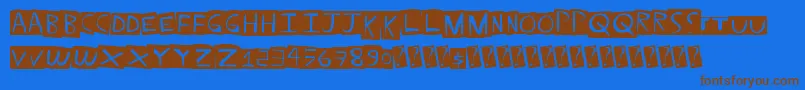 フォントStraightballer – 茶色の文字が青い背景にあります。